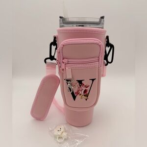 Water Bottle Holder with Strap for Stanley Cup Accessories 40 oz Pink - W